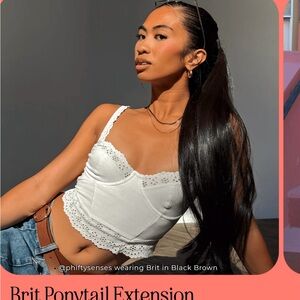 NIB 26” Brit Ponytail Extension - Black Brown